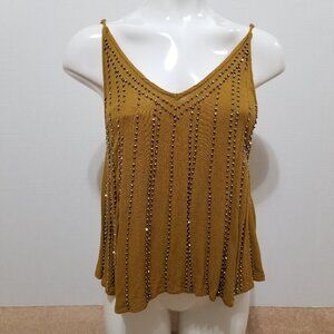 Free People top Small BB Embellished Cami beaded spaghetti strap v-neck
